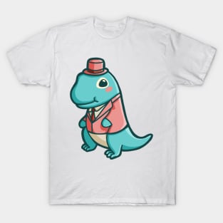 Cute T-Rex Gentleman Dino in Hat Dinosaur T-Shirt